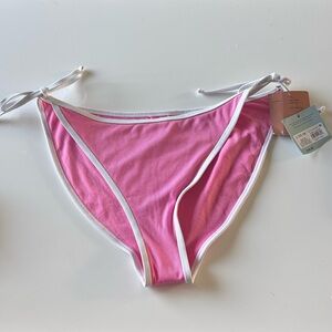 Shade & Shore Pink Bikini Bottom with White Trim